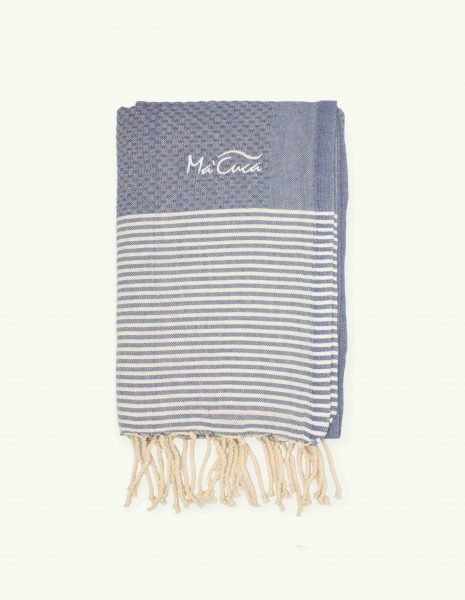 Toalla de playa Zante 2x1m. — Color: Azul Jean | Blanco