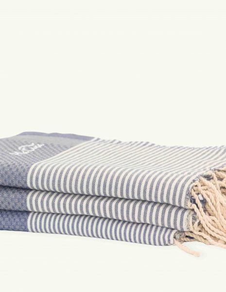 Toalla de playa Zante 2x1m. — Color: Azul Jean | Blanco