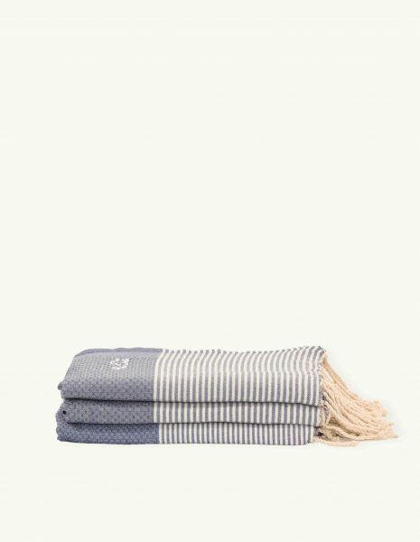 Toalla de playa Zante 2x1m. — Color: Azul Jean | Blanco
