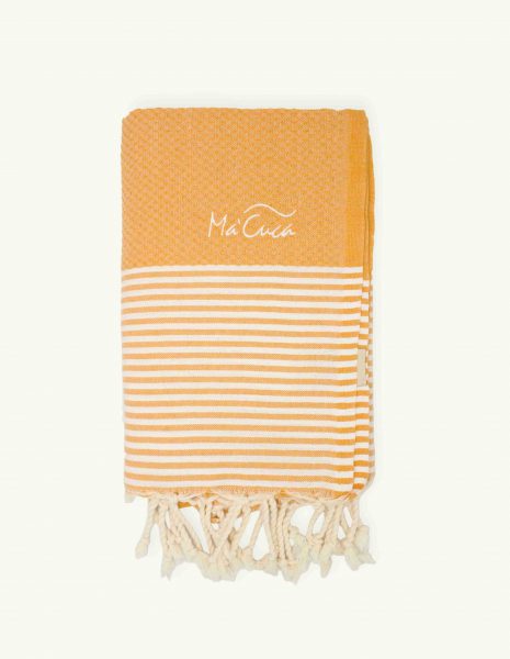 Toalla de playa Zante 2x1m. — Color: Mostaza | Blanco