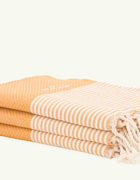 Toalla de playa Zante 2x1m. — Color: Mostaza | Blanco