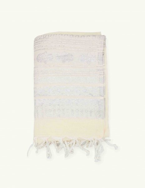 Deco Lurex, Mano de Fátima 2x1m. — Color: Crudo | Plata