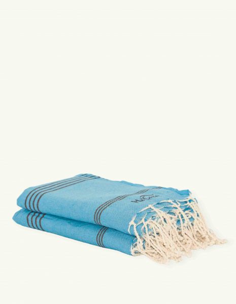 Toalla versátil Las Palmas 2x2m. — Color: Azul turquesa | Gris oscuro