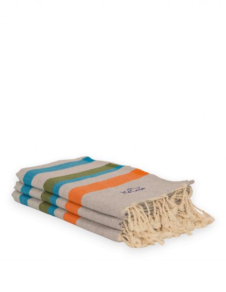 Fouta Milos 2x1 m. — Color: Gris Claro | Turquesa