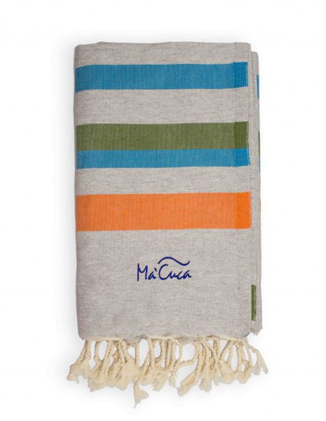 Fouta Milos 2x1 m. — Color: Gris Claro | Turquesa