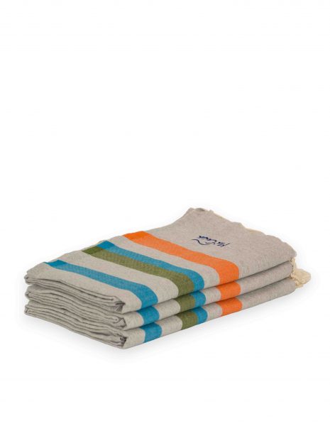 Fouta Milos 2x1 m. — Color: Gris Claro | Turquesa