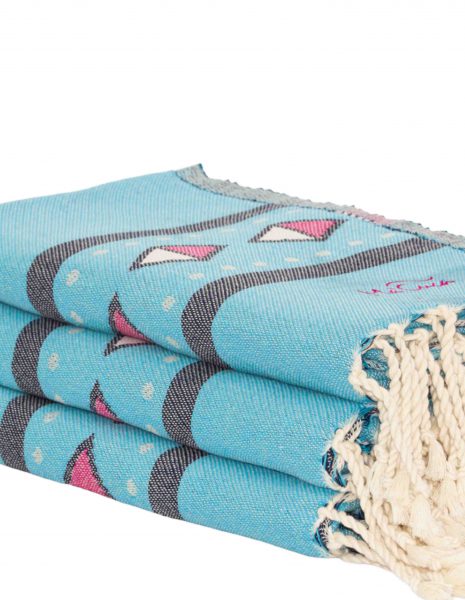 Fouta Moorea 2x1 m. — Color: Azul turquesa