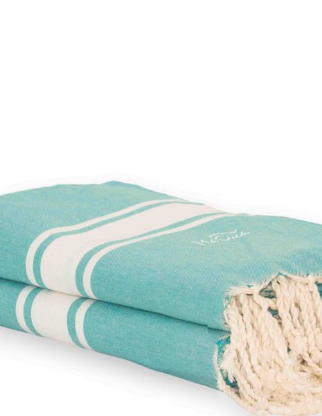 Fouta Corfu 2x2m. — Color: Esmeralda | Blanco