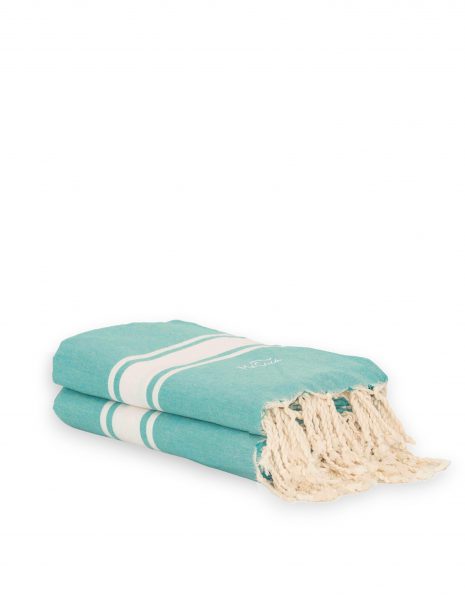 Fouta Corfu 2x2m. — Color: Esmeralda | Blanco