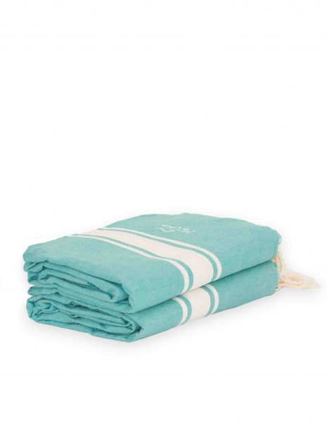 Fouta Corfu 2x2m. — Color: Esmeralda | Blanco