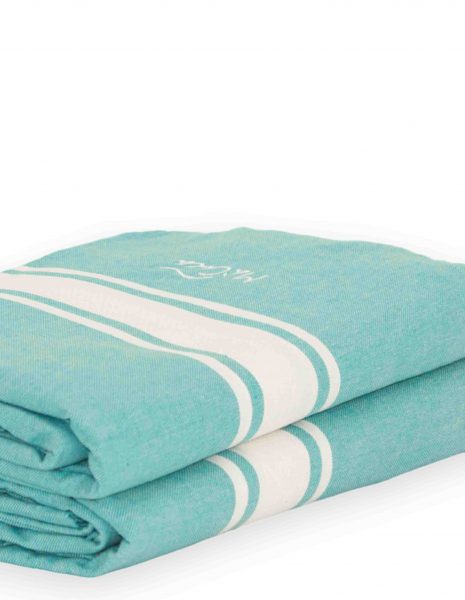 Fouta Corfu 2x2m. — Color: Esmeralda | Blanco