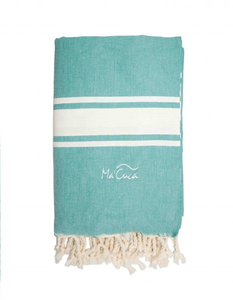Fouta Corfu 2x2m. — Color: Esmeralda | Blanco