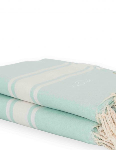 Fouta Corfu 2x2m. — Color: Verde aguamarina | Blanco