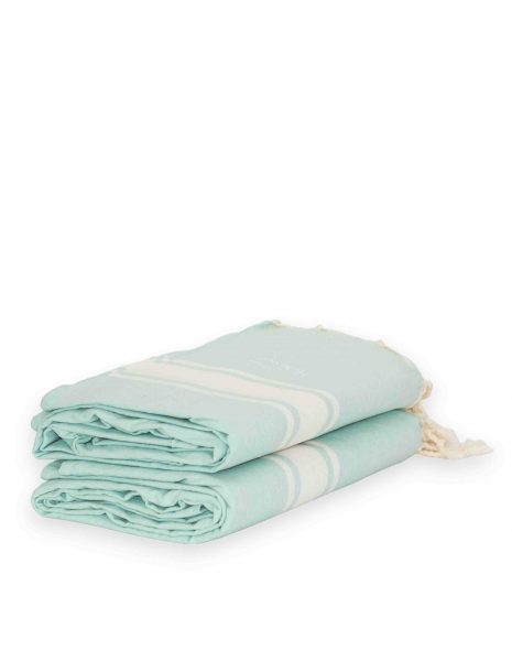 Fouta Corfu 2x2m. — Color: Verde aguamarina | Blanco