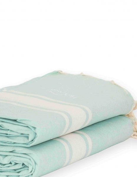 Fouta Corfu 2x2m. — Color: Verde aguamarina | Blanco