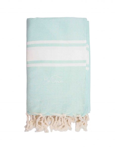 Fouta Corfu 2x2m. — Color: Verde aguamarina | Blanco