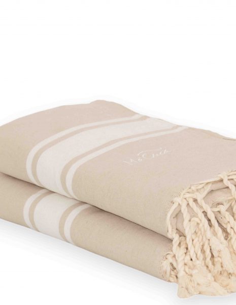 Fouta Corfu 2x2m. — Color: Beige claro | Blanco