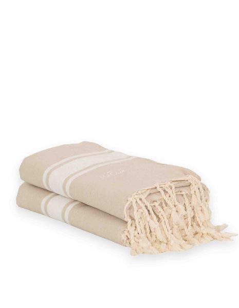 Fouta Corfu 2x2m. — Color: Beige claro | Blanco