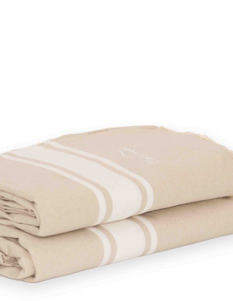 Fouta Corfu 2x2m. — Color: Beige claro | Blanco