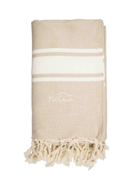 Fouta Corfu 2x2m. — Color: Beige claro | Blanco