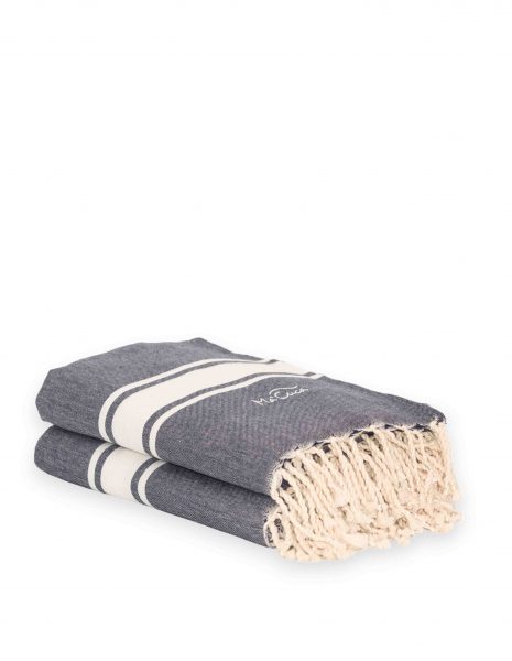 Fouta Corfu 2x2m. — Color: Azul marino | Blanco