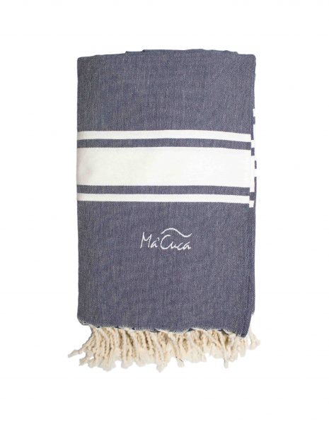 Fouta Corfu 2x2m. — Color: Azul marino | Blanco