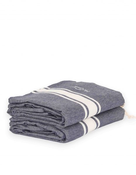 Fouta Corfu 2x2m. — Color: Azul marino | Blanco