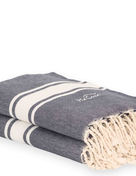Fouta Corfu 2x2m. — Color: Azul marino | Blanco