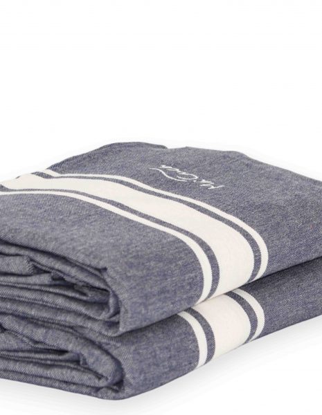 Fouta Corfu 2x2m. — Color: Azul marino | Blanco