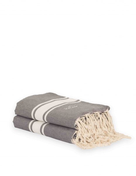 Fouta Corfu 2x2m. — Color: Gris oscuro | Blanco