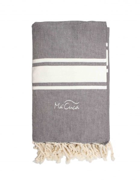Fouta Corfu 2x2m. — Color: Gris oscuro | Blanco