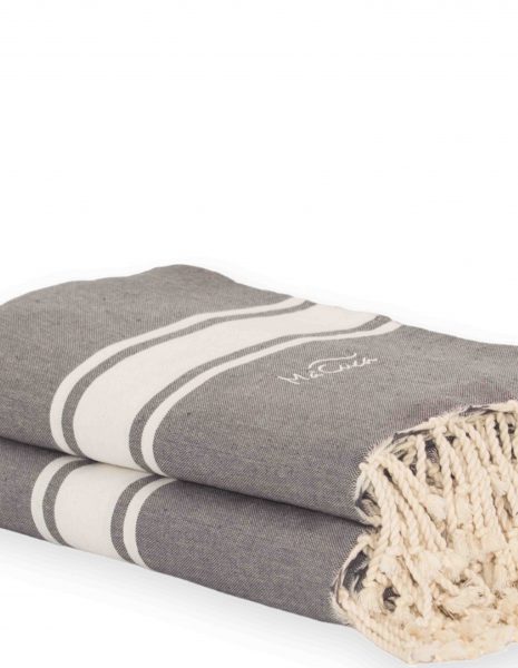 Fouta Corfu 2x2m. — Color: Gris oscuro | Blanco