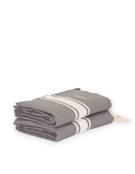 Fouta Corfu 2x2m. — Color: Gris oscuro | Blanco