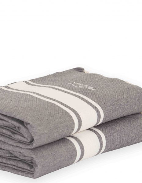 Fouta Corfu 2x2m. — Color: Gris oscuro | Blanco