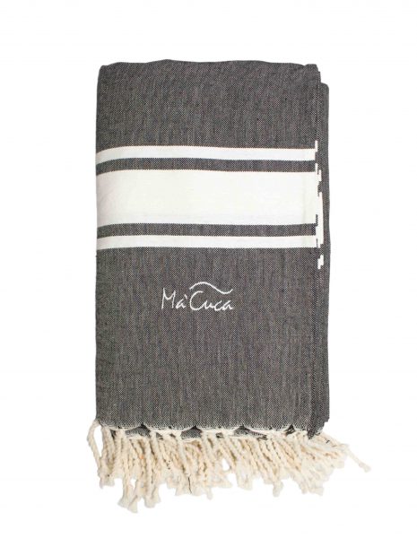 Fouta Corfu 2x2m. — Color: Negro | Blanco