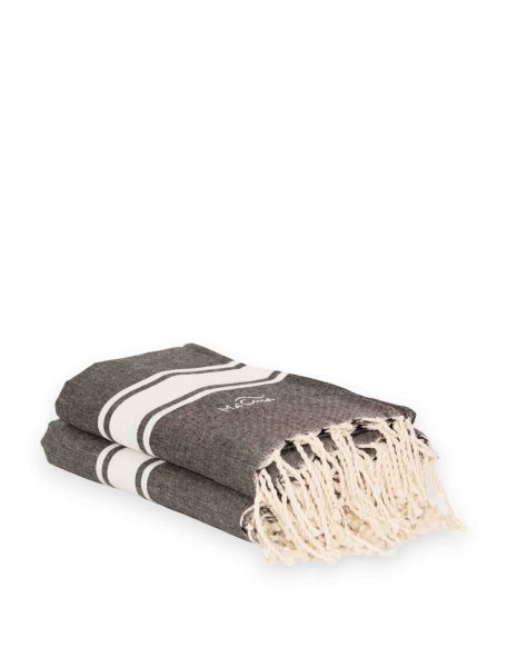 Fouta Corfu 2x2m. — Color: Negro | Blanco