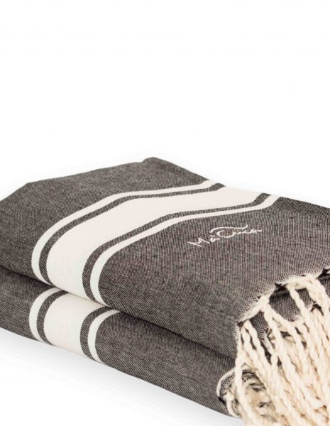 Fouta Corfu 2x2m. — Color: Negro | Blanco