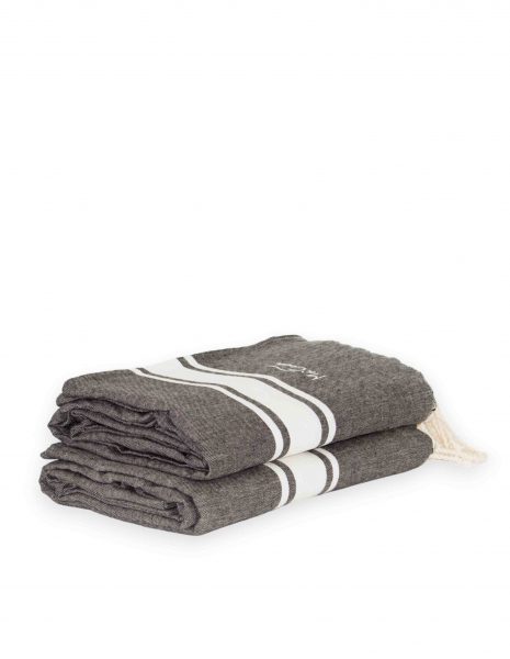 Fouta Corfu 2x2m. — Color: Negro | Blanco