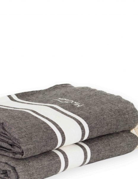 Fouta Corfu 2x2m. — Color: Negro | Blanco