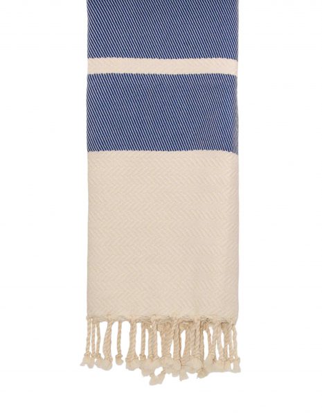 Toalla baño Oslo 65x120cm. — Color: Crudo | Azul rey