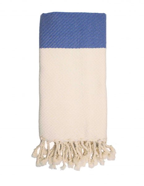 Toalla baño Oslo 65x120cm. — Color: Crudo | Azul rey
