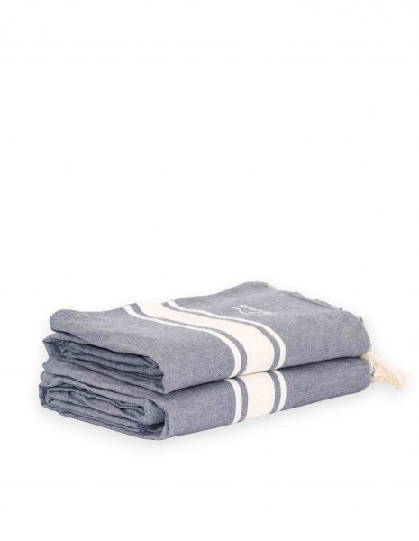 Fouta Corfu 2x2m. — Color: Azul Jean | Blanco
