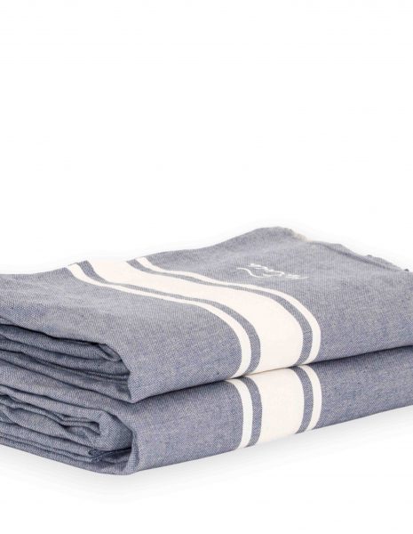 Fouta Corfu 2x2m. — Color: Azul Jean | Blanco