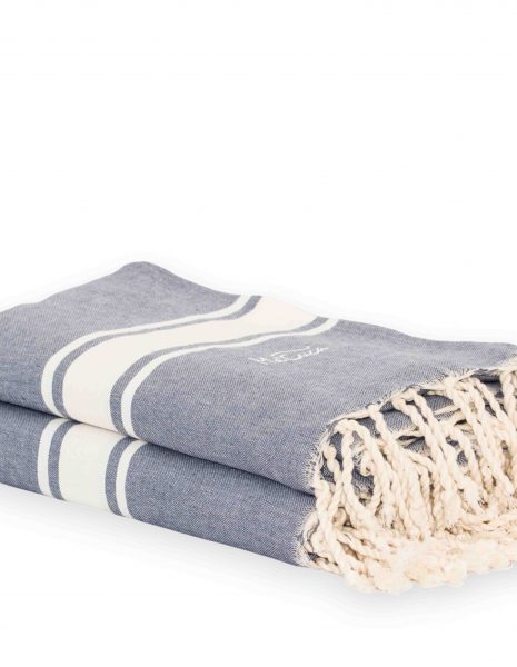 Fouta Corfu 2x2m. — Color: Azul Jean | Blanco