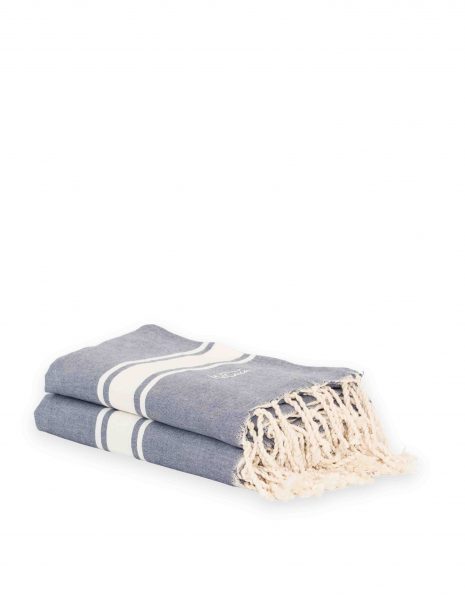 Fouta Corfu 2x2m. — Color: Azul Jean | Blanco