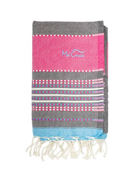 Fouta Afra 2x1m — Color: Gris oscuro | Fucsia