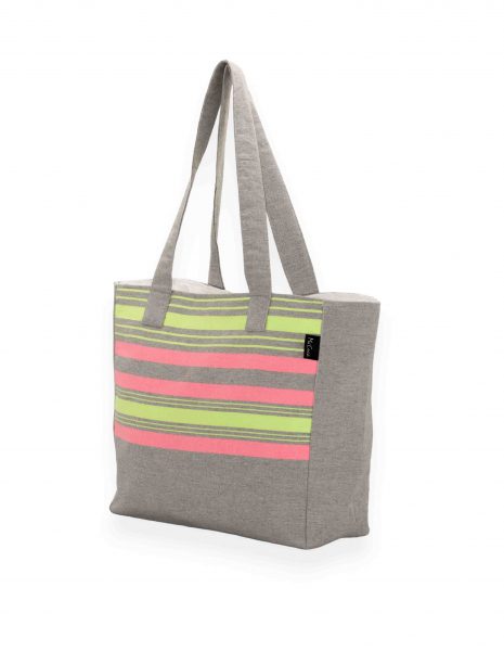 Bolso playa Ibiza — Color: Gris Cl | Verde fluor | Rosa fluor