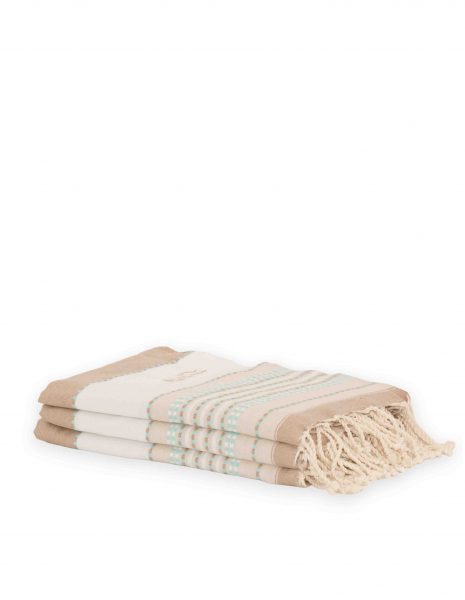 Fouta Afra 2x1m — Color: Beige |Verde agua