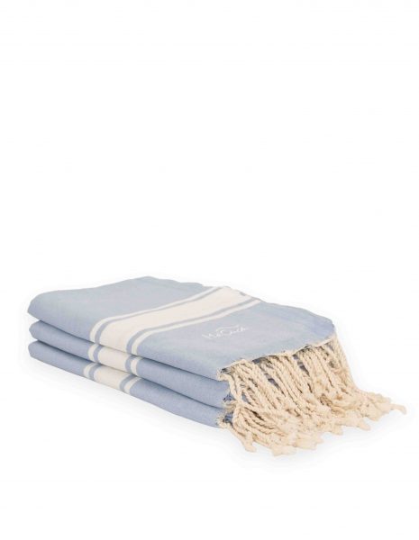 Toalla de playa Corfu 2x1m. — Color: Celeste | Blanco