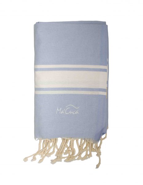 Toalla de playa Corfu 2x1m. — Color: Celeste | Blanco